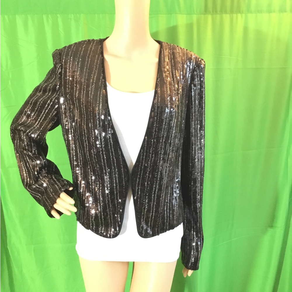 Cache Black Sequin Jacket NWT